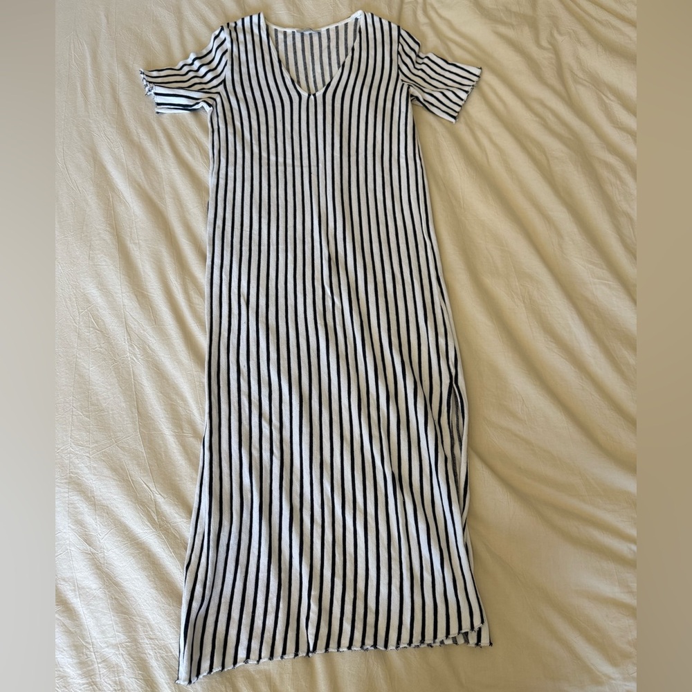 Zara Black and White Striped Dress